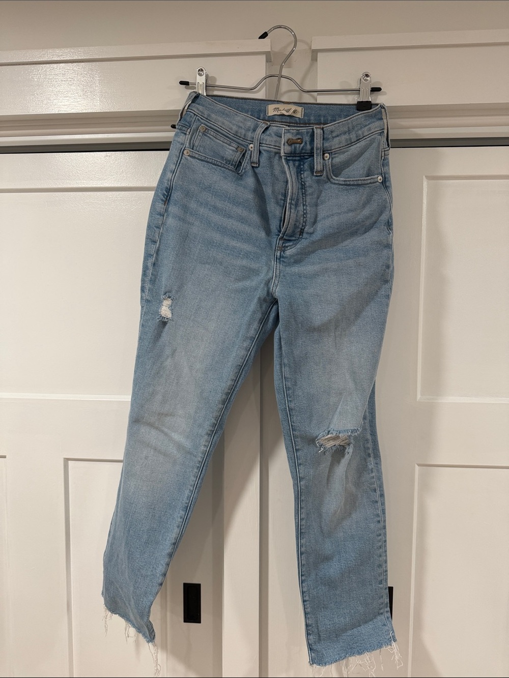 Madewell Light Blue Distressed Straight Leg Jeans